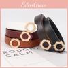 Pu Trendy Leather Waist Belt Women Flower Shaped Alloy Buckle Outdoor Decoration