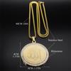 Arabic Quran Allah Medal Necklace for Women Men Rhinestone Stainless Steel Gold Color Islam Muslim Chain Jewelry collar NZZZ490