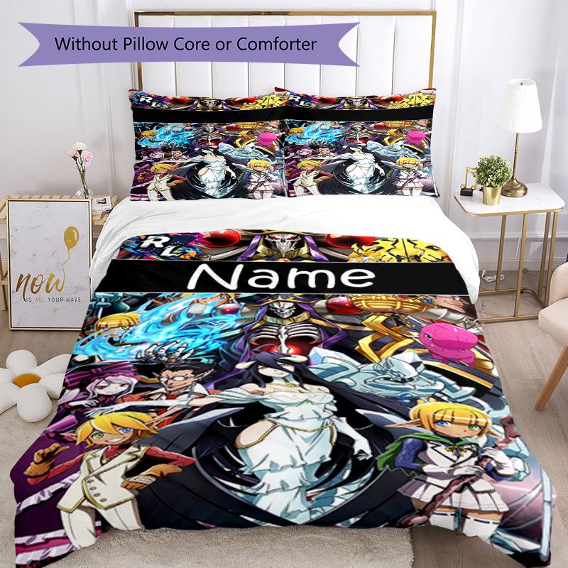 Set Biancheria da Letto Overlord Personalizzato con Nome 3 Pezzi Copripiumino Chiusura Include 1 Copripiumino e 2 Federe, Morbido e Confortevole per Tutte le Stagioni.