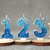 Frozen-Themed Blue Crown Number Candle for Children's Birthday Cake Decoration
