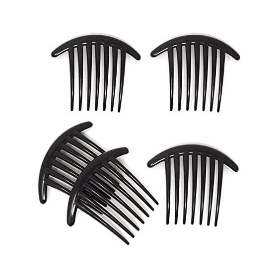 DFsucces Hair Accessories, French Twist Comb, 7-Tooth Hair Comb, Hair Clip, Updo, Easy Hair Bun, 5-Piece Set, Black (7-Tooth), Blends In and