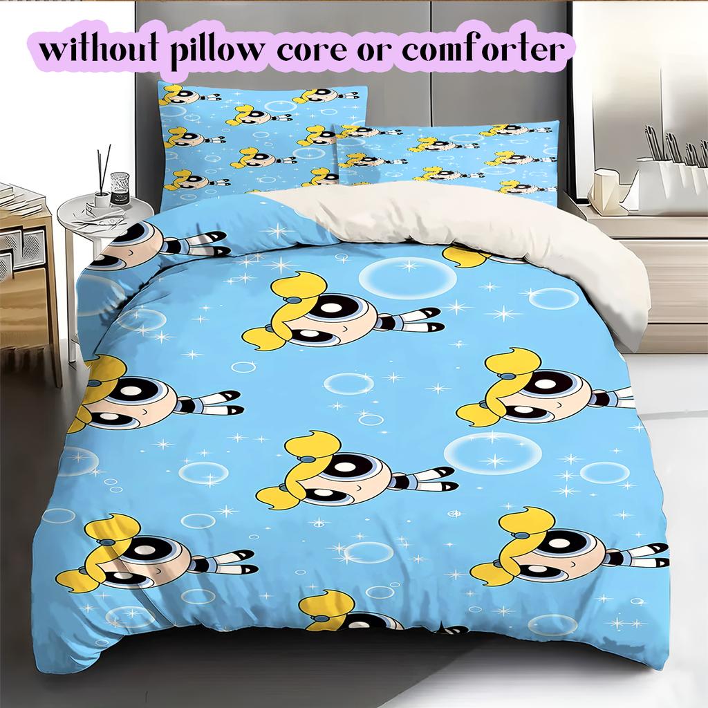 Cartoon characters Pattern Bedding Quilt Set Quilt Cover Pillowcase Home Decoration Birthday Gift (1 * duvet cover + 2 * pillowcase, without core)