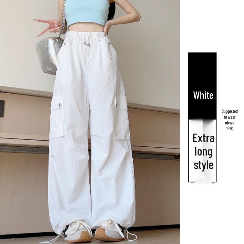Autumn 2025 Women's High Waist Parachute Cargo Pants - Loose, Convertible, Wide Leg Windbreaker Design