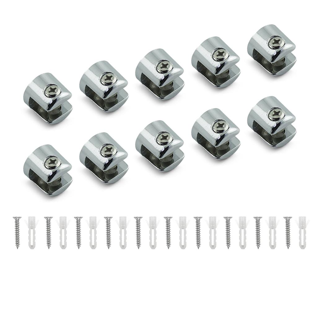 10Pcs Glass Shelf Support Clamp Brackets Clip Bathroom Mirror Tight Clip Holder Glass Brackets Flat Back Mount Holder