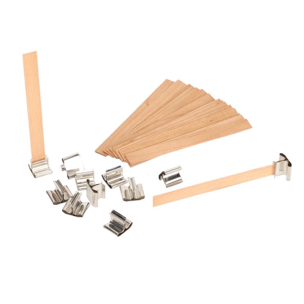 33Pcs Wood Candle Wicks Handcraft Degradable Eco Friendly Smokeless Candle Wicks with Base for D