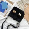 Retro Corduroy Crossbody Bag Large Capacity Velvet Shoulder Bag Portable Mini Corduroy Bag  Women