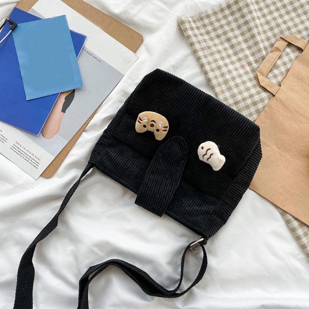 Retro Corduroy Crossbody Bag Large Capacity Velvet Shoulder Bag Portable Mini Corduroy Bag  Women