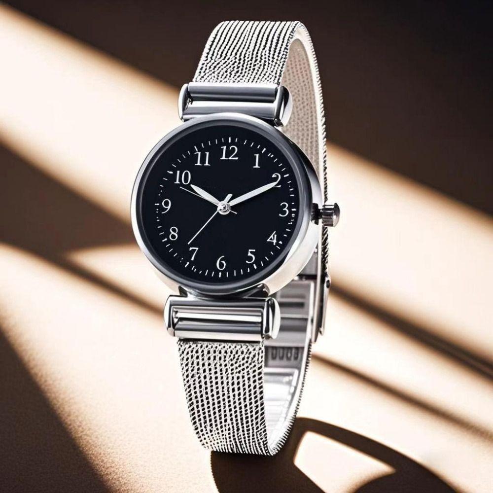 Fashion Round Watches Adjustable Strap Mesh Belt Wristwatches Luxury Quartz Watch Gifts