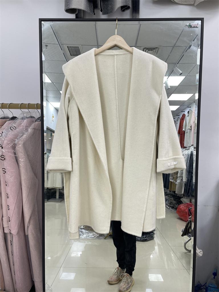 Autumn and winter new belt high-end coat medium and long wool woolen coat double-sided