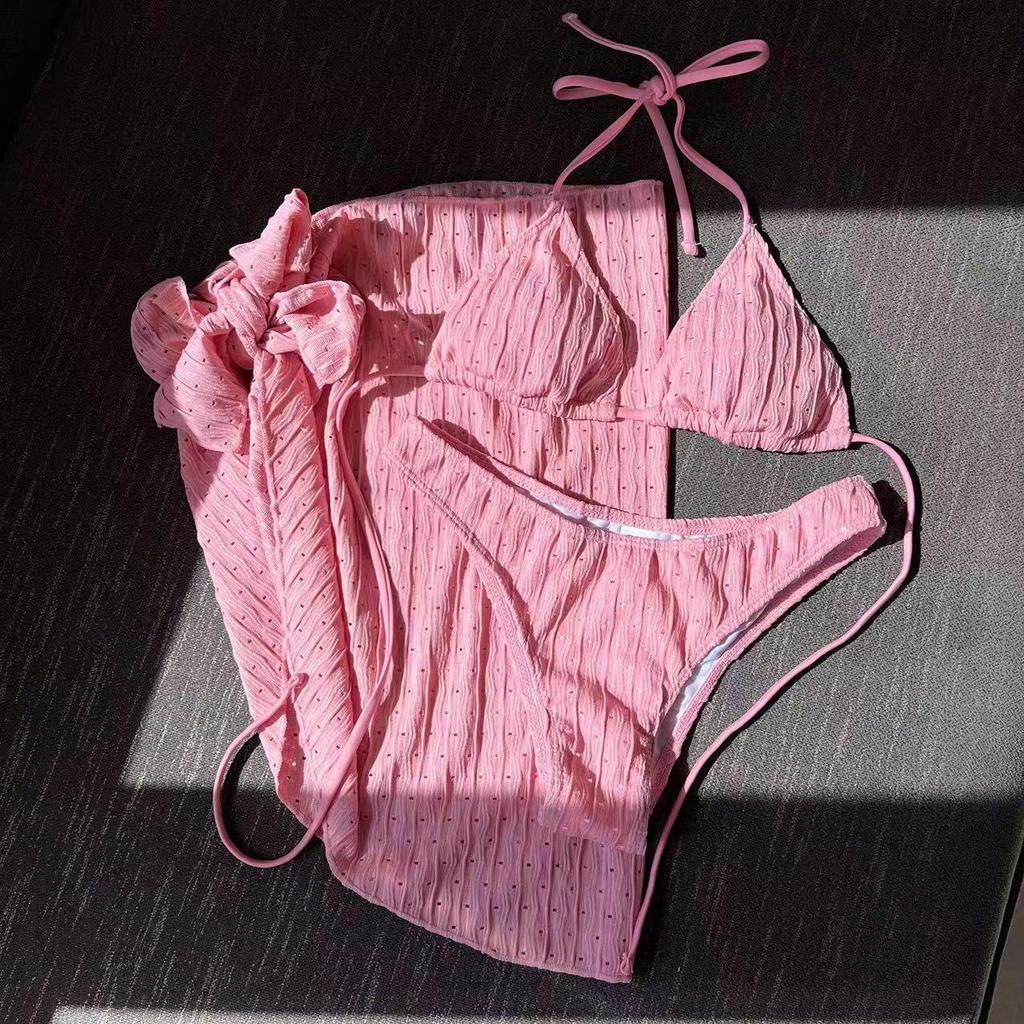 2025 European & American Backless Three-Piece Tie-Up Swimsuit