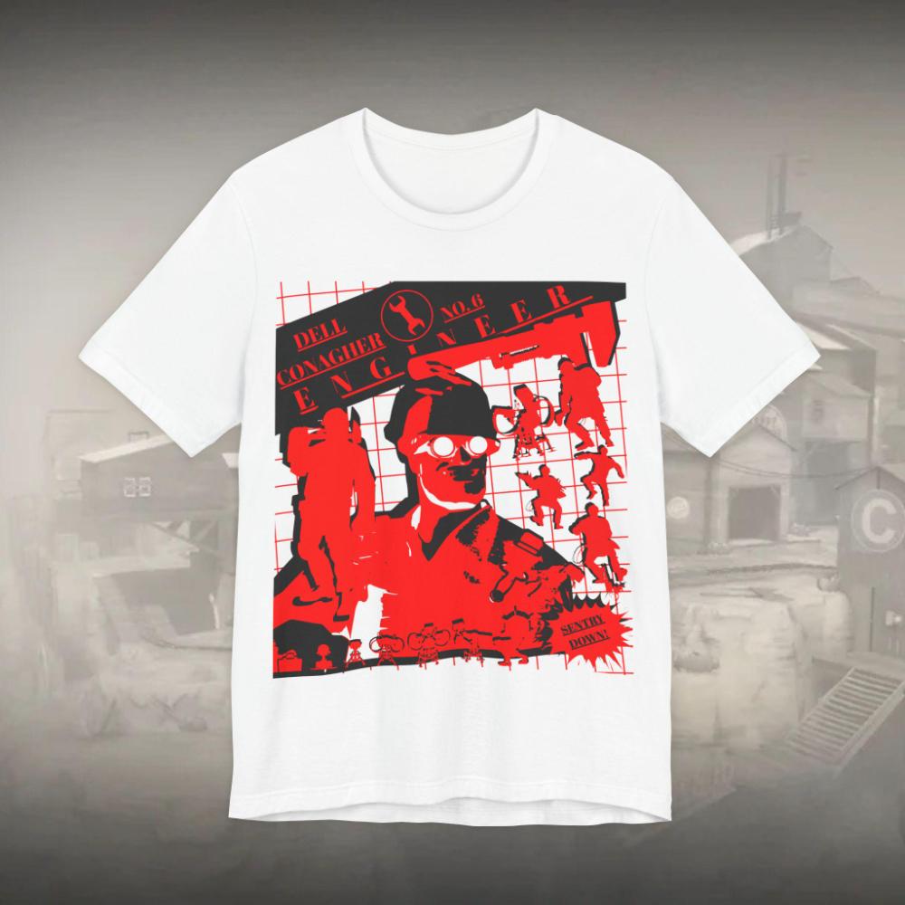 TF2 Inženýr Tričko Streetwear Styl Pánské Volné Tričko Pár Celoroční Streetwear Tričko grafická trička vintage tričko