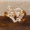 White Zircon Cute Heart Flower Fashion Letter Opening Rings For Women Vintage Gold Color Ring Wedding Jewelry Mother'S Day Gifts