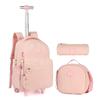 Children Wheeled Backpack for Girls Teenagers Travel Trolley School Bag Set With Lunch Bag Students Backpack Rolling Luggage
