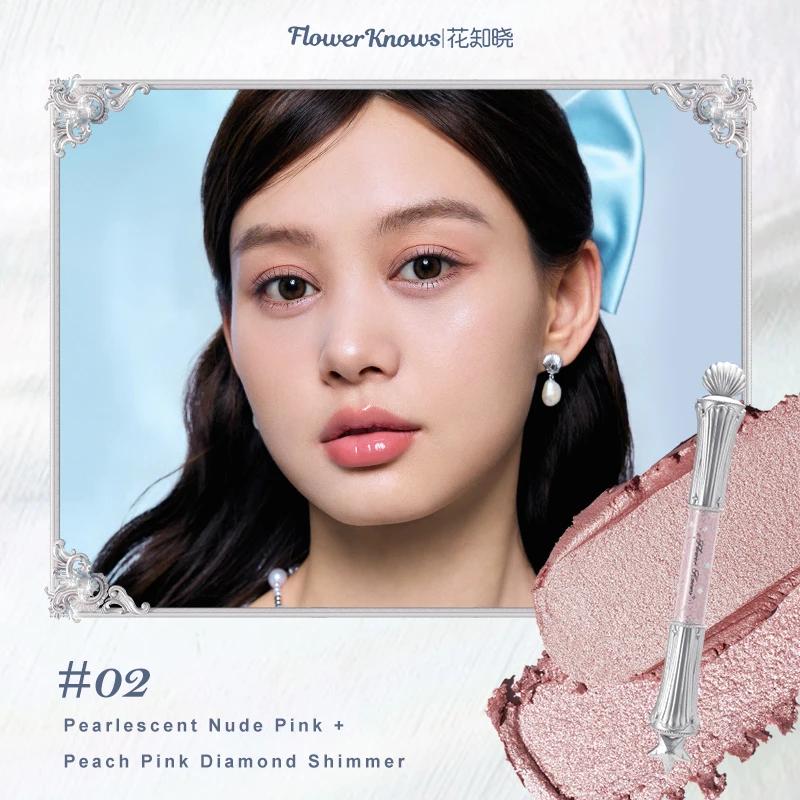 Flower Knows New Dual Tip Pearl Shell Under Eye Brightener Long Lasting Waterproof Eyebrow Eyeliner Smudge Proof Makeup Tools