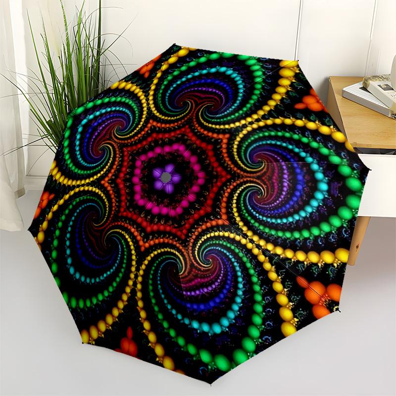1PC Psychedelic Pattern Automatic Open/close, All-Season Portable Folding Umbrella for Women & Men Yy250919152
