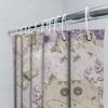 Elegant Purple Flower Butterfly Design Waterproof Heat Resistant Machine Washable Bath Curtain Suitable for Wet & Dry Separation