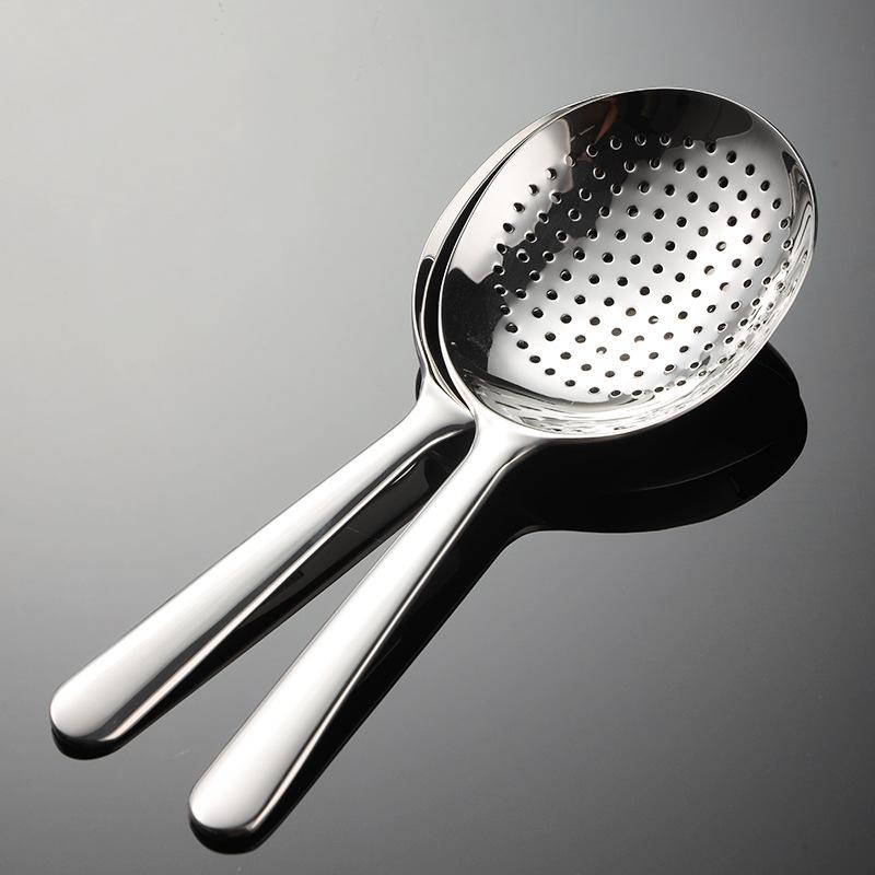 304 Stainless Steel Short Handle Bean Flower Spoon Heavy Oval Spoon Type Housewarming Kitchen Rice Spoon Colander Common Spoon