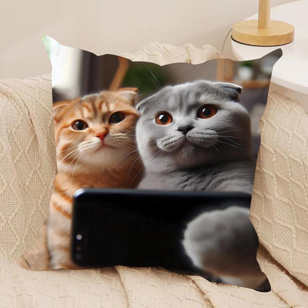Süße Katze spielt am Handy Kissenbezug Kissenhülle Ultraweicher Hautfreundlicher Stoff Wolkenähnlicher Komfort Verdeckter Reißverschluss