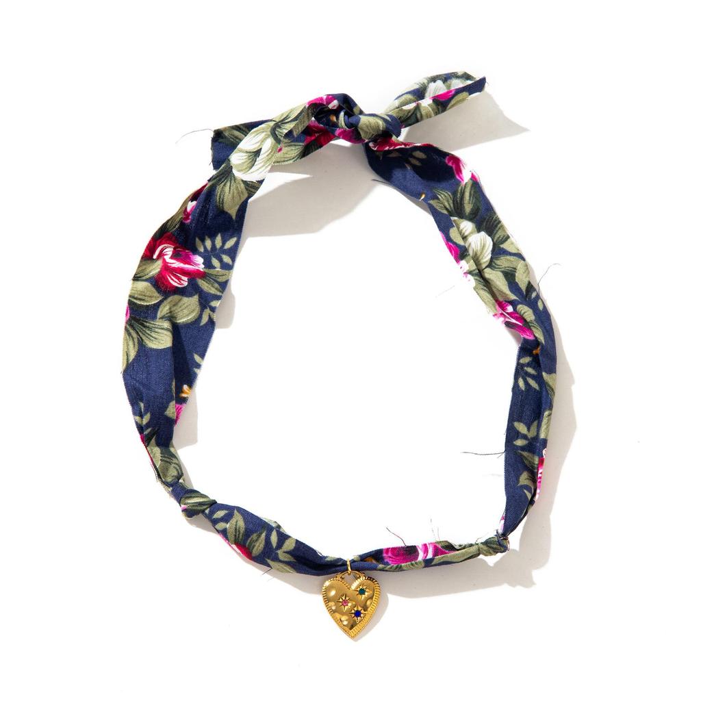 Stylish Silk Scarf Pendant Necklace - Colorful Cross Bow Design in Stainless Steel