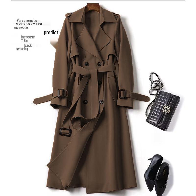 Women's Petite Double-Breasted Trench Coat: 2025 Spring Korean & British Style Commuter Jacket