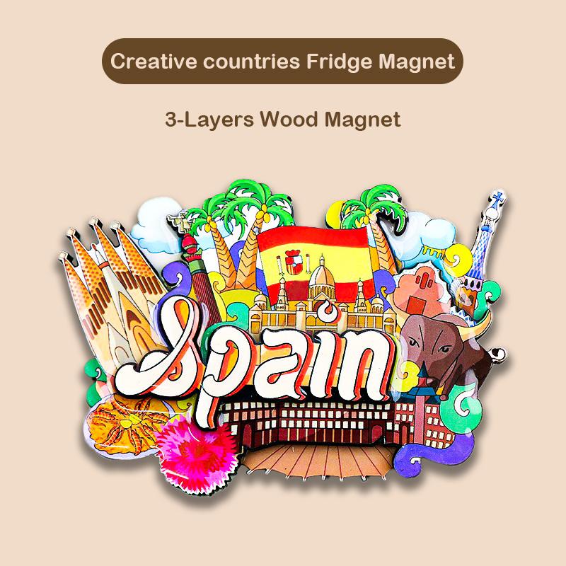 3D Creative Magnets Countries Fridge Magnet World Travel Souvenirs Wooden Crafts Magnetic Sticker Gift For Travelers Home Decor