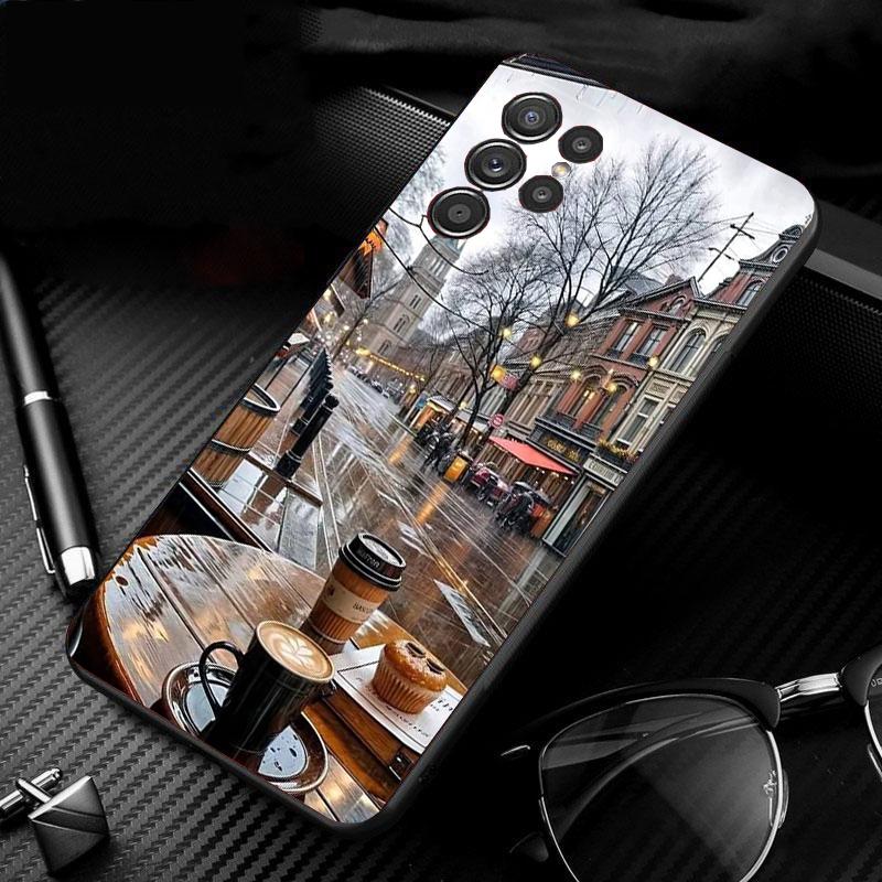 Phone Case For Samsung Galaxy S26 S25 S24 S23 S22 Ultra S23 S22 S25 Plus S24 FE S26Edge Coffee Cafe night Aesthetic
