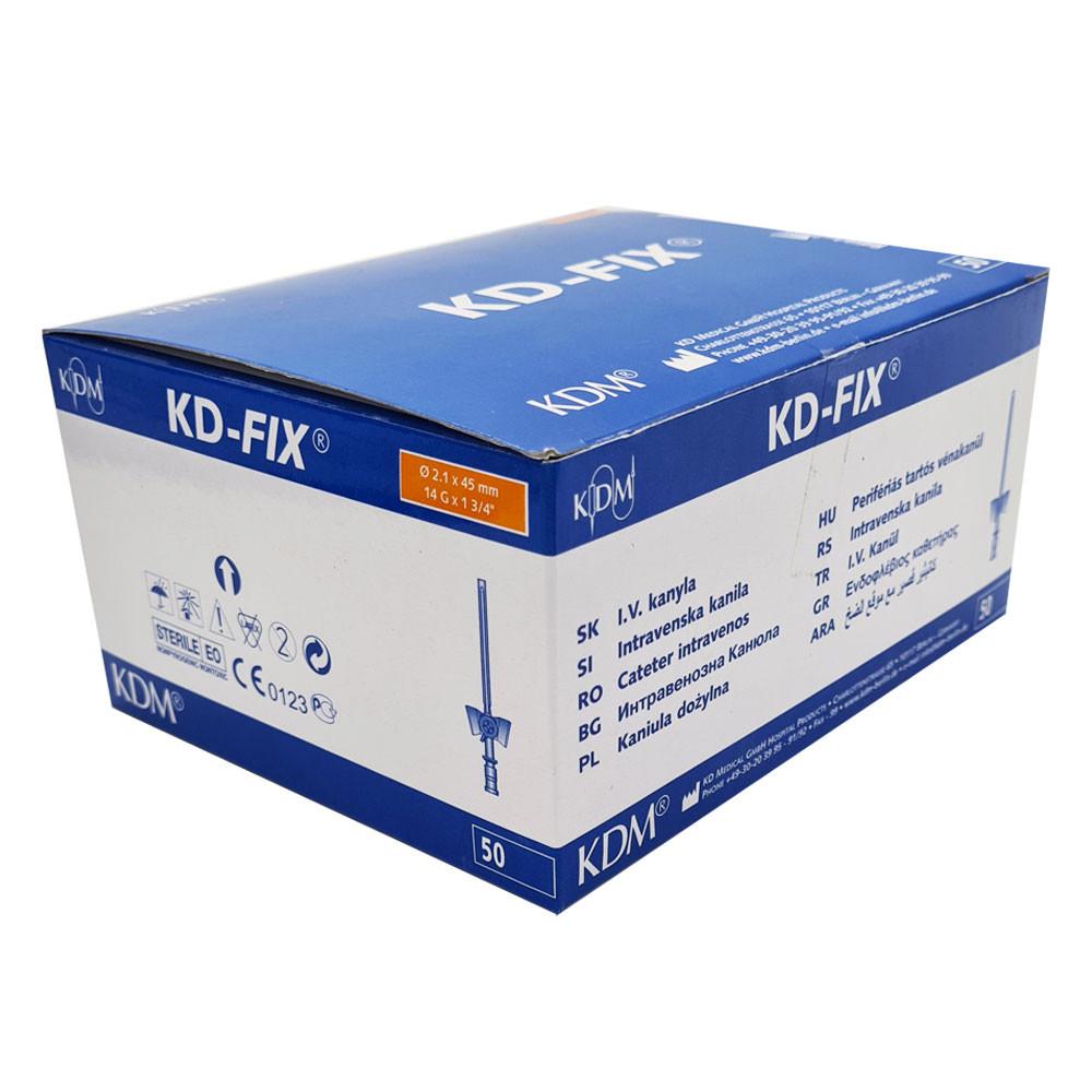 Orange Cannula 14G 2.1mm X 45mm Kd-Fix Intravenous Cannula 50 Pcs
