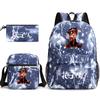 3 Piece School Backpack Set for Students Large Capacity Oxford Cloth Schoolbag with Shoulder Strap and Pencil Case