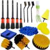 17PCS Car Duster Brushes Set, Auto Duster Drill Brush, Detailing Brush, Metal Brush, Sponge, Towel, Car Duster Interior Exterior Dusting Tools