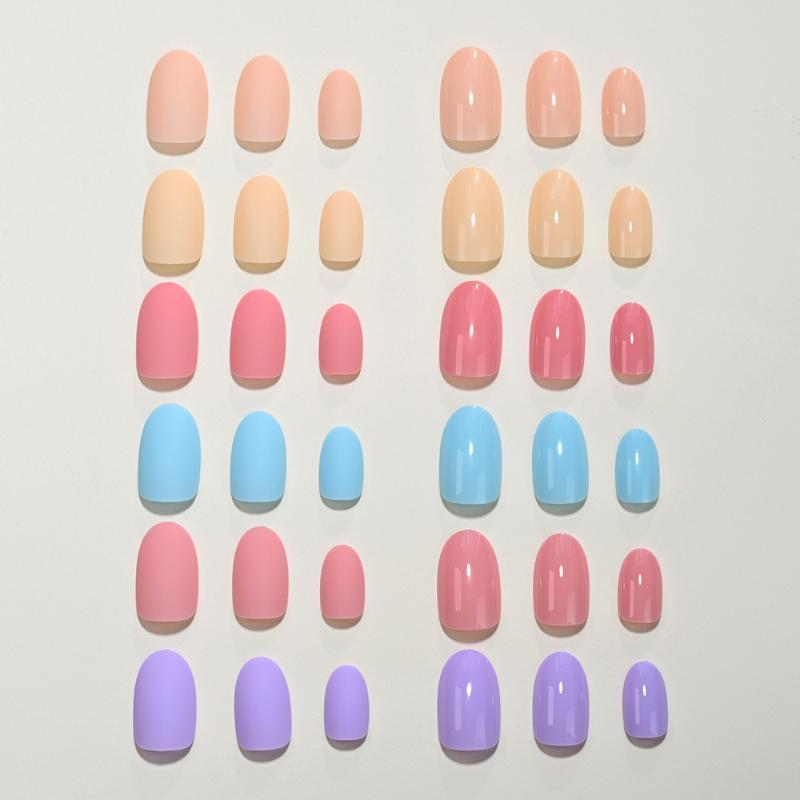 Unghie Finte Press-On 288 Pezzi per Scatola Colori Cremosi Dopamina Media Lunghezza Mandorla Lucide Riutilizzabili per Manicure Fai-da-Te