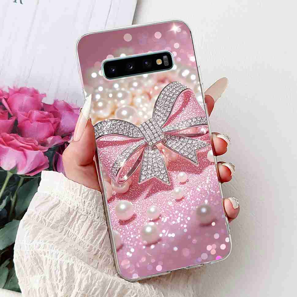 For Samsung Galaxy S10+ Case Fashion Design Soft Silicone TPU Back Cover For Samsung s10+ S10 Plus Butterfly Rose Phone Shell