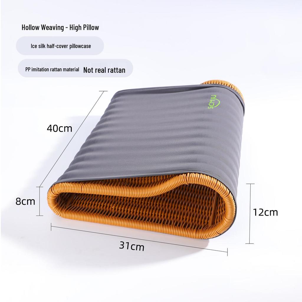 Men's Breathable Rattan Woven Pillow Mat with Free Shipping - Anti-Sweat & Neck Protection for Summer