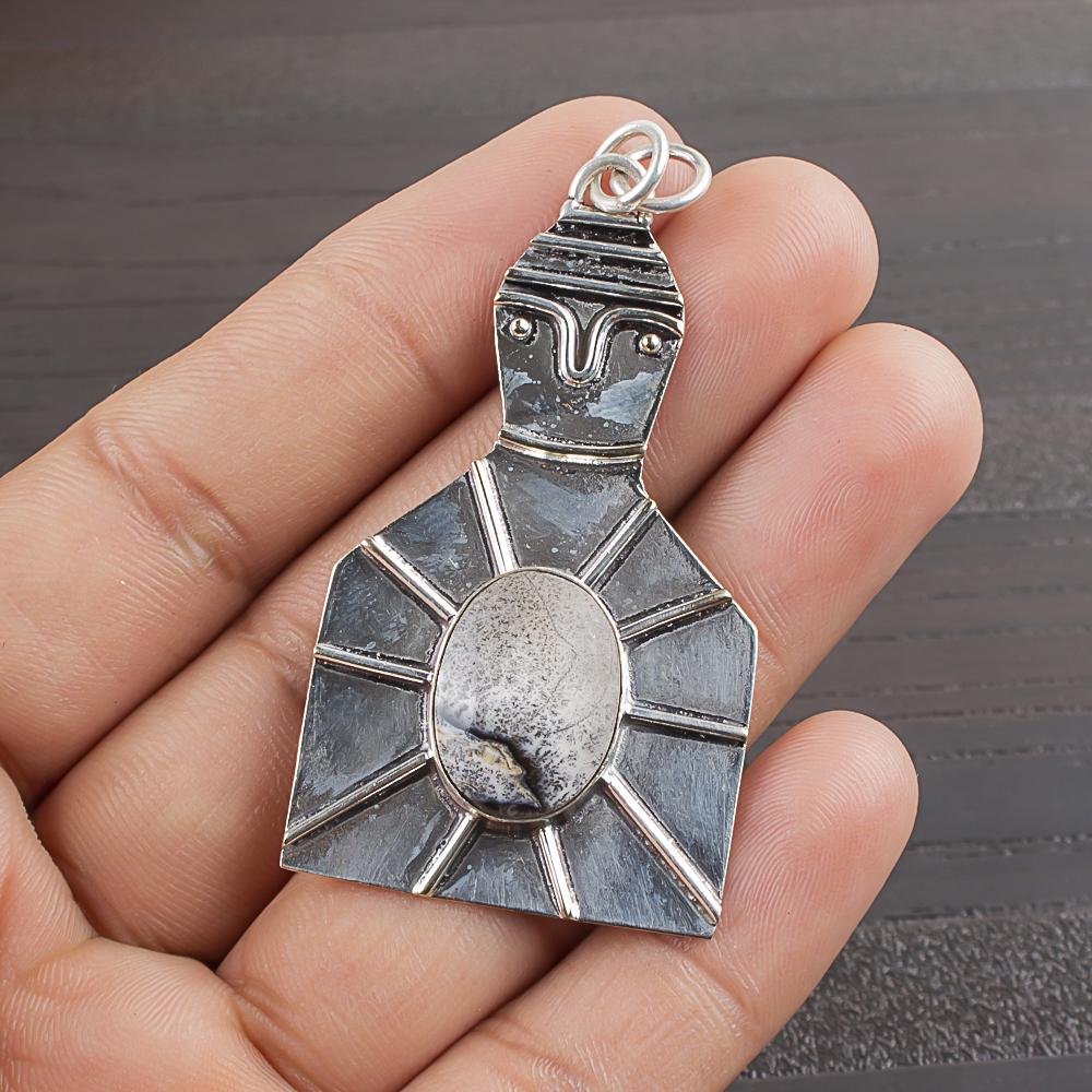 

Natural Dendritic Opal Gemstone 925 Sterling Silver Jewelry Pendant 2.2 AJP-1972