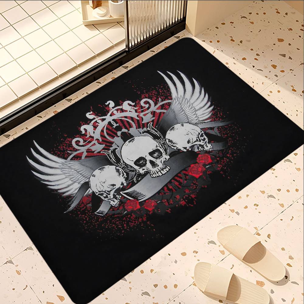 Horror Skull Gothic Bathroom Mat Retro Multiple Choice Living Room Kitchen Rug Non-Slip Bedside Mats