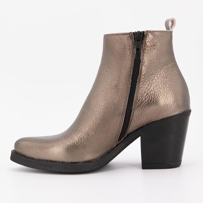 Bottines à talons noirs cuir imprimé serpent platine Femme PATRICIA MILLER