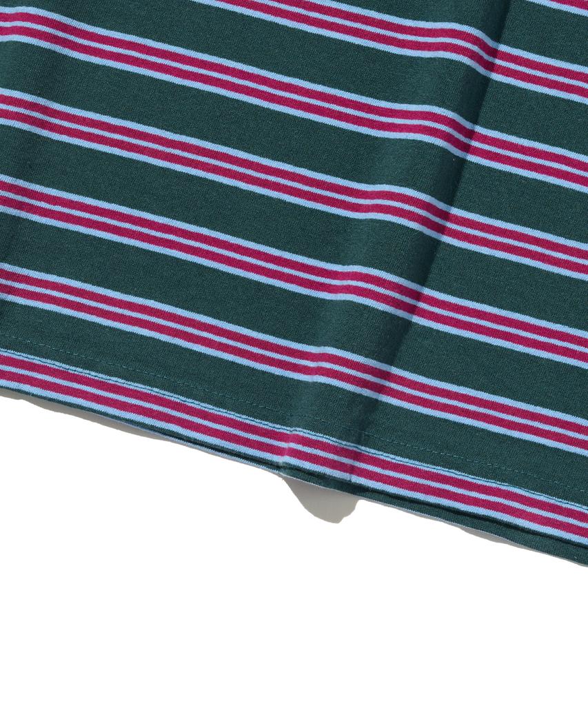 TAILOR STUDIO Classic Striped Short Sleeve T-Shirt (Charcoal/Purple)