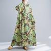 New Bohemian Vintage Printed Loose Belly Covering Long Sleeve Big Swing Long Dresses