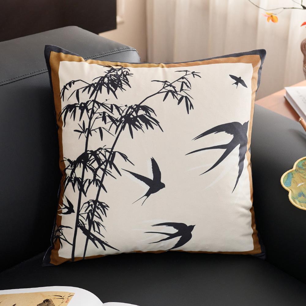 

Sofa living room throw pillow retro Chinese light luxury high-end sofa pillow back waist pillow bay window decorative ornament 40*40cm pillowcase