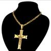 Stainless Steel Byzantine Chain Cross Pendant Male Gold Color Jesus Christ Crucifix Necklaces for Men Religious Jewelry Gift