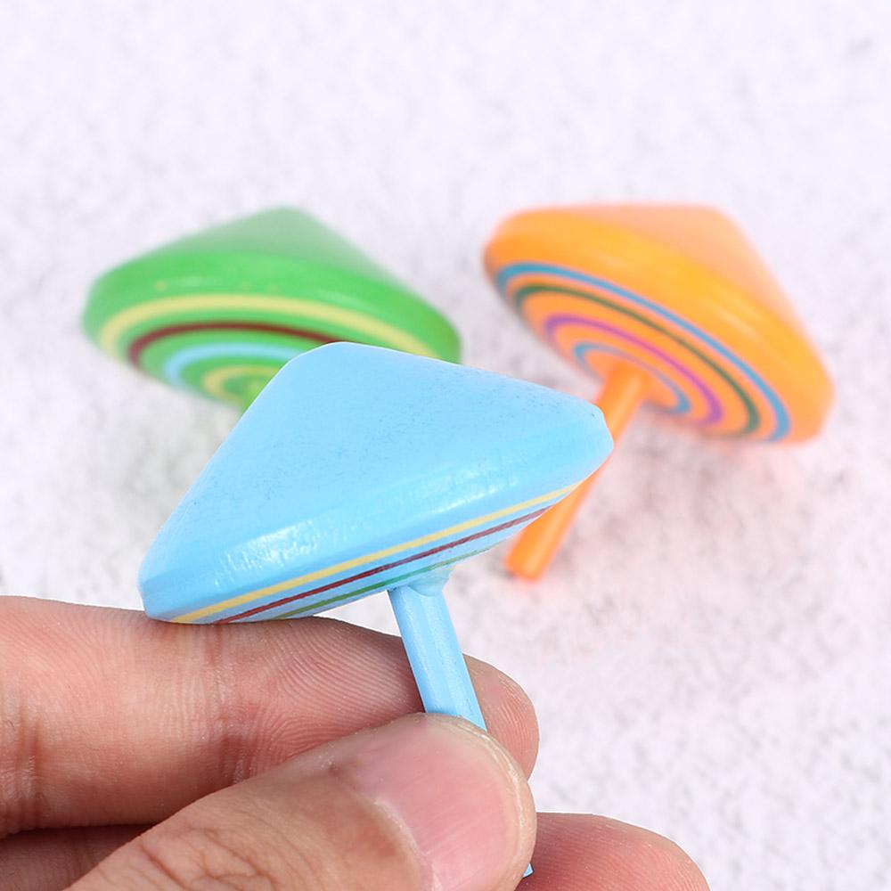 Funny Multi-color Gift Leisure Rotate Hand Spinning Toy Wooden Spinning Top