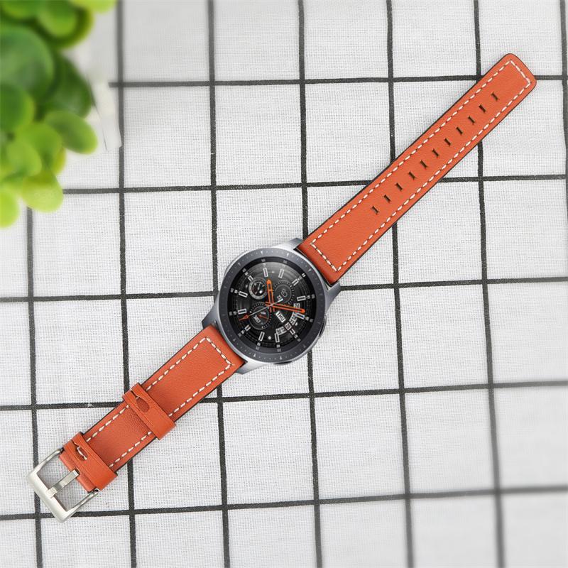 

For Huawei Watch GT 2e/Watch GT 2 46mm/Watch GT 42mm/46mm Replacement Cowhide Genuine Leather Smart Watch Strap Adjustable Wrist Band Orange