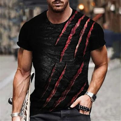 Beast Claw Marks Graphic Men's T-Shirts 6XL Large Size Short Sleeve 3D Printed Street Style T Shirt Sumemr O-Neck Casual Tops