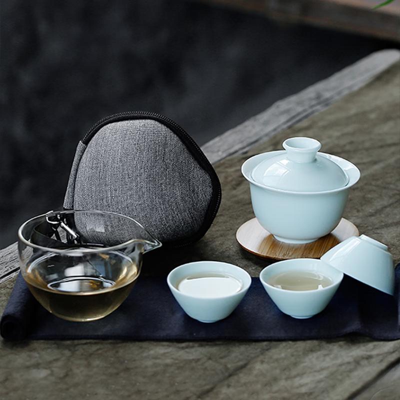 Travel Celadon Ceramic Kung Fu Tea Set