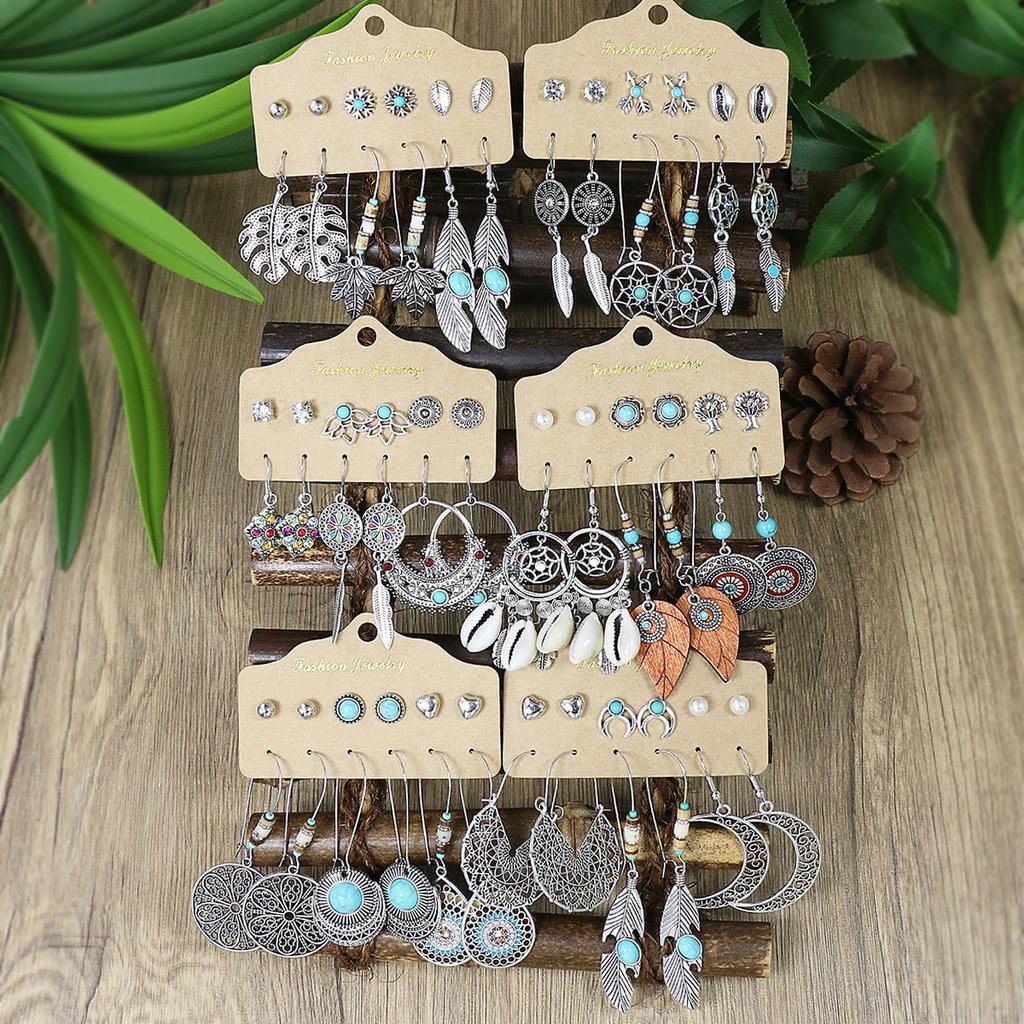 36 Pair Earrings Stud Combination Set for Women Geometric Boho Zircon  Comfortable To Wear Lightweight Gifts for Family/Friends