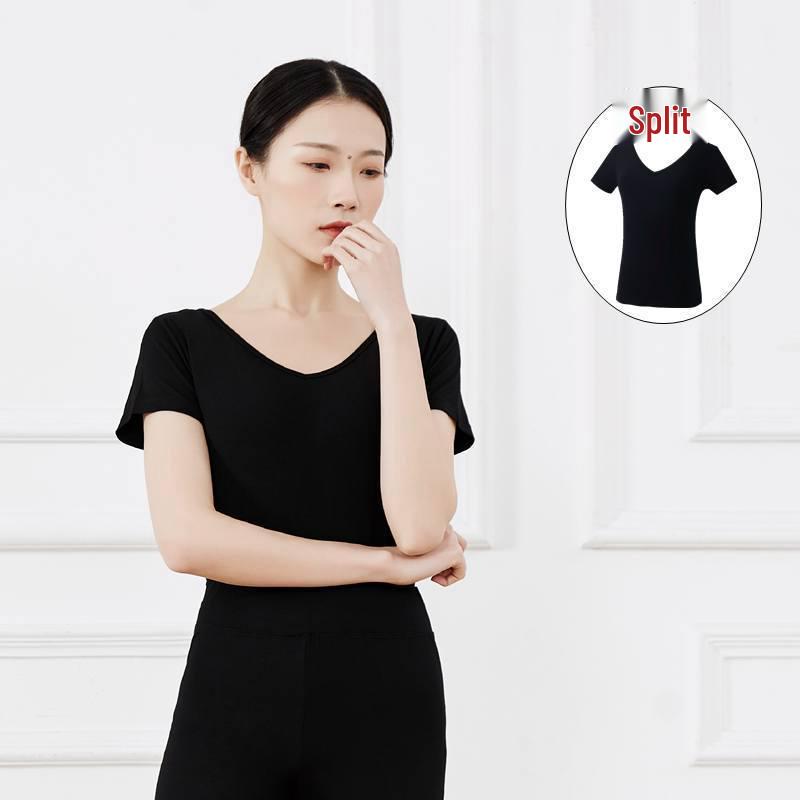 Damen V-Ausschnitt Modal Slim-Fit Tanz-Trainings-Top