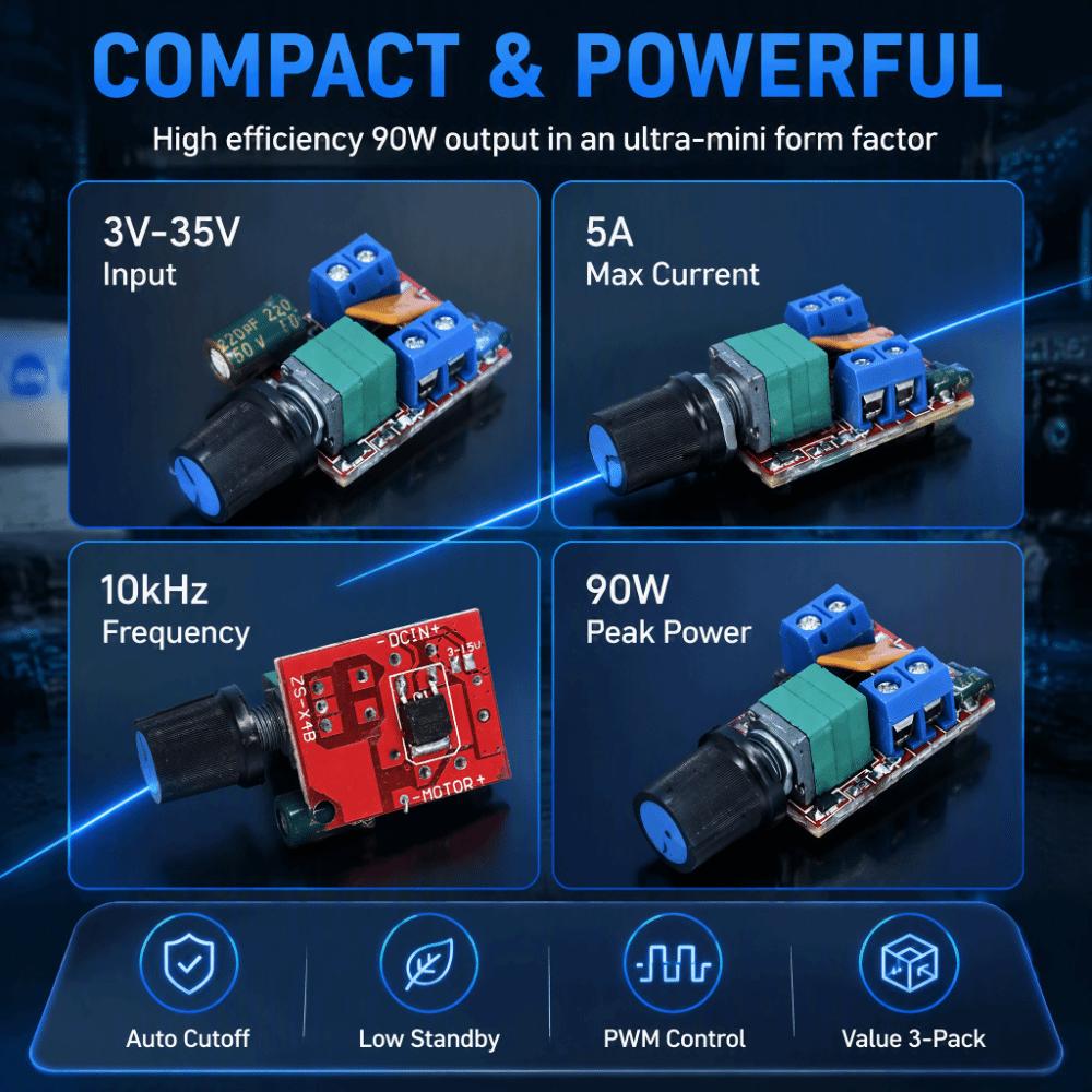 3pcs 3V-35V Motor Speed Controller 1% To 100% Duty Cycle LED Dimmer Control Board For DC Motors