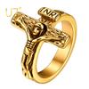 3D Jesus INRI Cross Rings for Man Woman Size 7-12 Stainless Steel Vintage Religious Christian Signet Ring Jewelry Gift