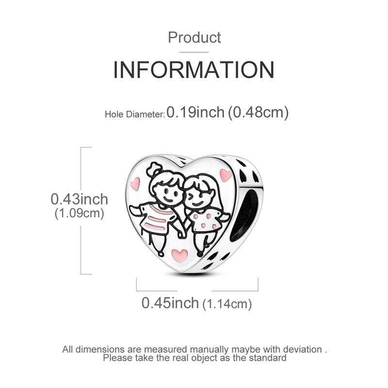 Original Charmscopper Good Sister Pink Heart-Shaped Beads Fit Charms Platabracelets For Women Women Jewelry Making Diy