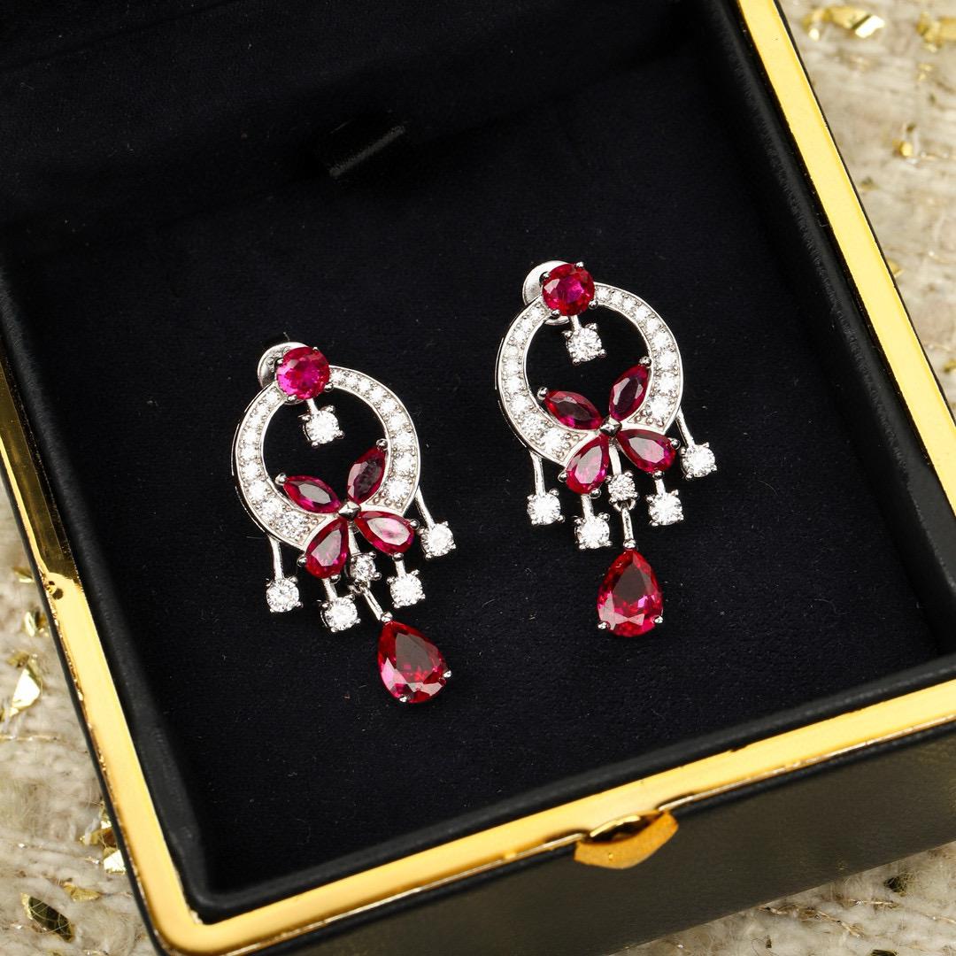 

Hot Brand Vintage Earrings for Women Luxury Jewelry Fashion Butterfly Diamond Designer Eardrop Pure 925 Sliver Stud Earrings красный