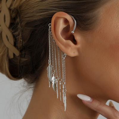 Accessories, Metal Leaves, Multi-layer Fringed Ear Hangings, No Ear Piercings, Can Be Worn, Retro Commuting Versatile Earrings